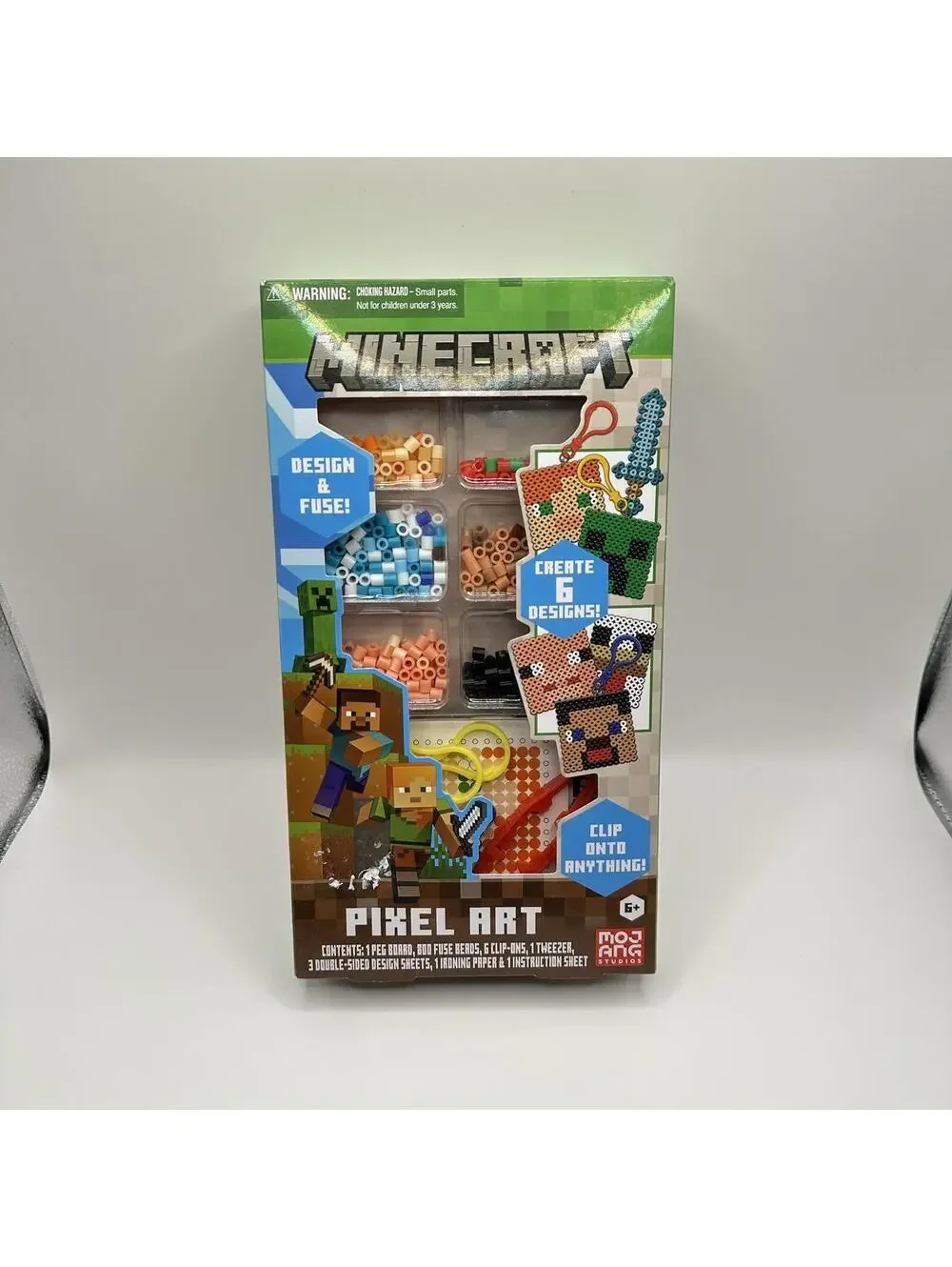 Mojang MINECRAFT Pixel Art Perler Bead Craft Kit Set - Makes 6 Keychains